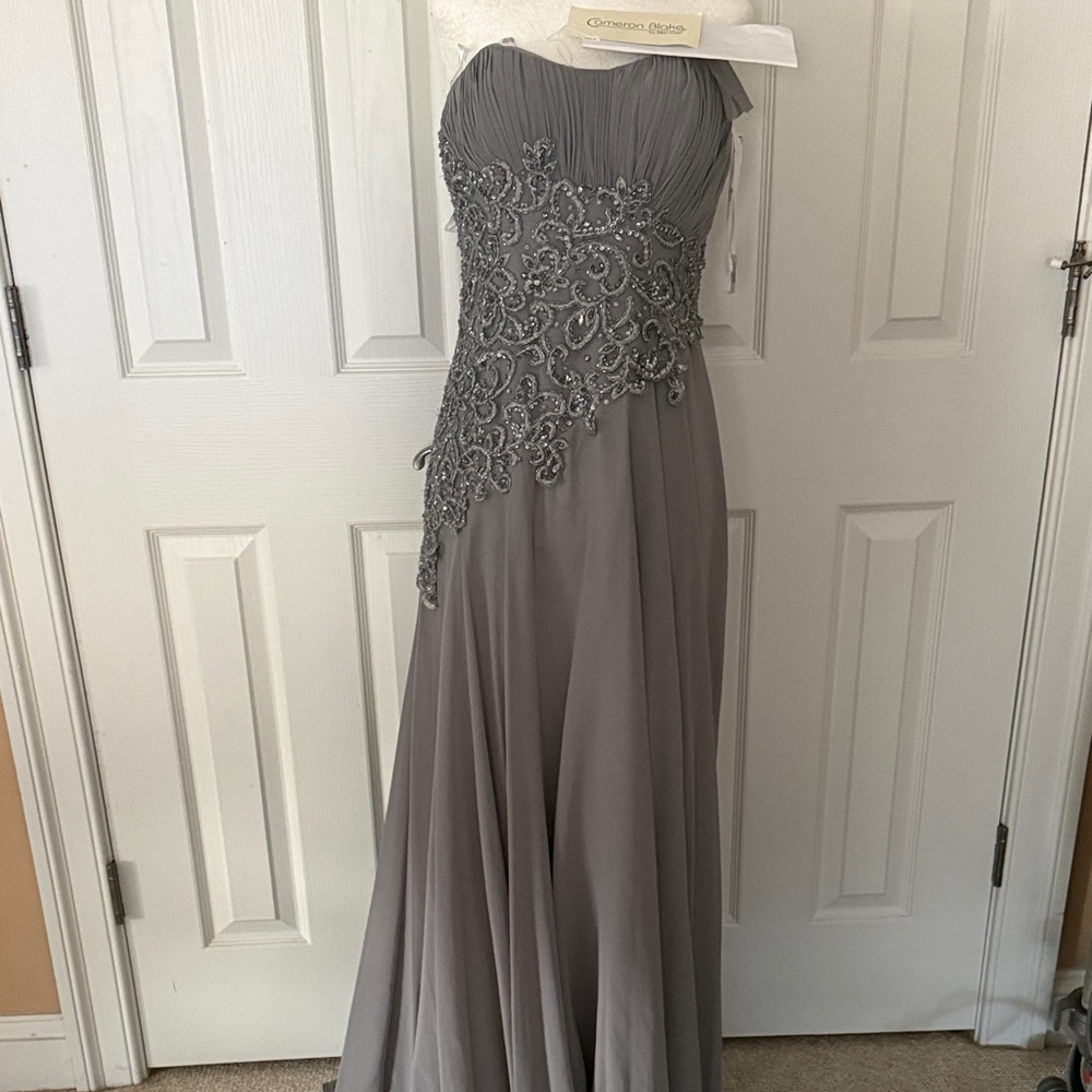 Elegant Strapless Platinum (Gray) Dress